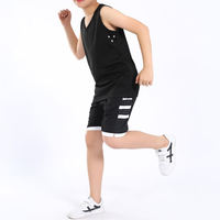 Conjunto de camiseta de baloncesto para niños, sin mangas, cuello en V, verde menta, que absorbe la humedad, ropa deportiva de verano, corte regular, cintura elástica