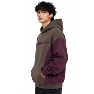 Sudadera con Capucha Oversize Unisex con Bloques de Color, Bordado 'No Destination', Bolsillo Delantero, Estilo Casual para Otoño, Sudadera con Capucha Grabada - Product Image 6