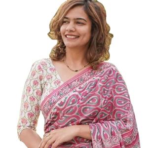 Chanderi Impression numérique Bollywood Style Saree Vêtements indiens et pakistanais pour les occasions de fête - Product Image 1