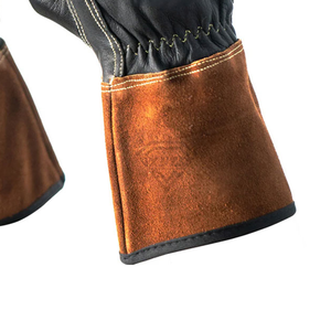 Custom Leather Welding <b>Gloves</b> Heat Resistant Cowhide Safety Work <b>Gloves</b> <b>Long</b> Cuff Industrial Protective Hand <b>Gloves</b> - Product Image 2