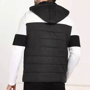 Chaqueta Acolchada para Hombre, Negra y Blanca, Impermeable, con Cuello Alto, Cierre de Cremallera, Cortavientos, Informal, para Invierno, Manga Larga - Product Image 2