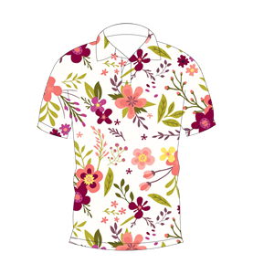 เสื้อโปโลผู้ชายสีขาวพิมพ์ลายสวนดอกไม้หลากสีลำลองแขนสั้นแฟชั่นฤดูร้อน - Product Image 1