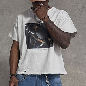 เสื้อยืดโอเวอร์ไซส์ลายกราฟิกวินเทจสไตล์ลำลองสำหรับผู้ชายและผู้หญิง ผ้าฝ้ายทรงหลวมใส่สบายแฟชั่นฤดูร้อน - Product Image 4