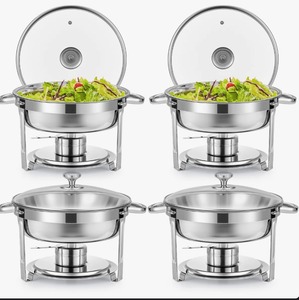 ชุดอุ่นอาหารบุฟเฟ่ต์สแตนเลสทรงกลม 2 ชิ้น ราคาดีที่สุด - Product Image 1