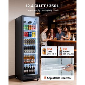 Commercial 12.4 Cu.Ft/350 L Glass Door Display <b>Refrigerator</b> Upright Beverage Cooler Fridge 5th Generation Product - Product Image 2