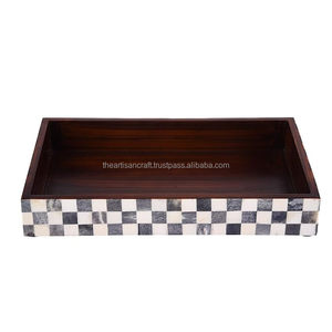 Bandeja de servicio con incrustaciones de hueso de alta calidad, accesorio para el hogar, diseño de bandejas de servicio por Artisan Craft - Product Image 6