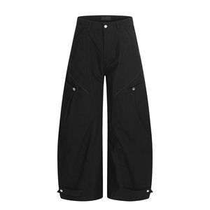 Pantalones Cargo de Cintura Alta para Hombre, Corte Holgado, Color Sólido, Estilo Utilitario de Algodón, para Otoño - Product Image 5