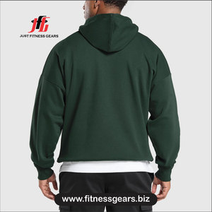 Sweat-shirt à capuche en polaire pour homme, vert uni, décontracté, coupe classique, pour l'automne - Product Image 3