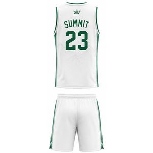 Conjunto de Camiseta de Baloncesto Summit para Hombre, Cuello en V, Sin Mangas, Corte Regular, Sublimada, Absorbe la Humedad, Ajuste Atlético, Blanco y Verde 23 - Product Image 2