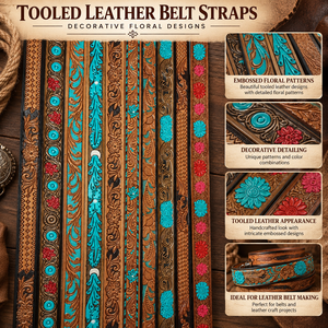 Ceinture en cuir gaufré et façonné à la main avec motif floral pour la mode et les accessoires western - Product Image 5
