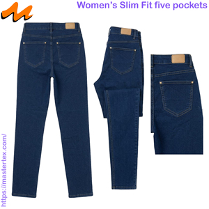 Pantalon pour femme, coupe slim, respirant, en denim, toutes saisons, tissu coton, poly, élasthanne, confectionné en 9,47 oz, coupe droite - Product Image 3