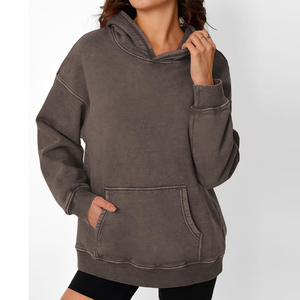 Sudadera con capucha de forro polar para mujer, diseño personalizado con logotipo, talla grande, lavado ácido, la más vendida para invierno - Product Image 4