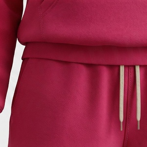 Conjunto de Sudadera con Capucha de 2 Piezas para Mujer, Color Sólido, Felpa, Corte Holgado Informal, Pantalones Cortos por Encima de la Rodilla con Bolsillo, para Todas las Temporadas - Product Image 5