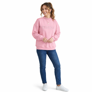 Nuevo Suéter Holgado de Algodón Suave para Mujer con Logotipo Personalizado, Cuello Alto, Estilo Urbano, Bordado, Transpirable, de Secado Rápido, para Invierno y Otoño - Product Image 1