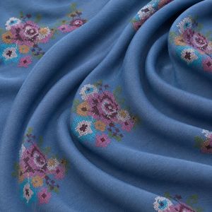 Tissu denim brodé avec des tissus brodés en coton, tissu à paillettes pour les marques de mode, fabricants de vêtements, export, fourniture OEM - Product Image 5