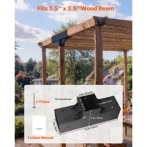 Kit Pergola (4 Pezzi) - Staffe a T 4x4 (3.5x3.5 Pollici) a 3 Vie per Fai da Te, Kit Staffe per Gazebo in Legno, Viti e Telaio Rivestito - Product Image 2