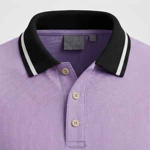 เสื้อโปโลผู้ชายสีลาเวนเดอร์ แขนสั้น ผ้าปิเก้ สีพื้น สวมใส่สบาย ระบายอากาศได้ดี ทรงปกติ ดีไซน์กระดุม - Product Image 4