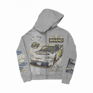 Sweat-shirt à capuche noir pour homme avec imprimé voiture de course et logos de marque, design sportif, coupe classique, vêtement d'automne - Product Image 4