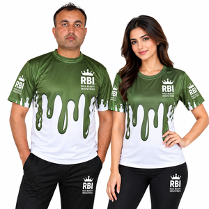 T-shirt court à col rond pour homme, 220 grammes, coupe ample, style sportif, en jersey teint en fil, imprimé numériquement, vierge, 100 % polyester, écologique - Product Image 3