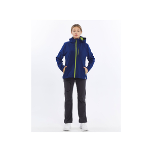Chaqueta Softshell Azul Neón con Cierre para Mujer |   Chaqueta Técnica con Capucha, Cortavientos, para Exteriores |   Chaqueta impermeable para senderismo en montaña - Product Image 1