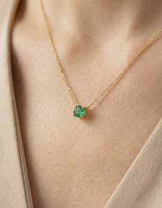 <b>Emerald</b> <b>Pendant</b> May Birthstone Natural Gemstone Children's Women's 925 Sterling Silver 14K Gold Plated IGI Certified Jewelry - Product Image 3