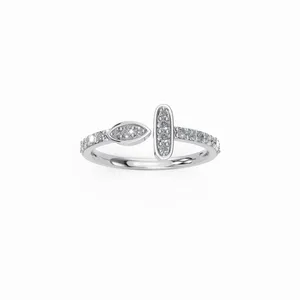 Bague élégante en diamant de laboratoire, taille brillant rond, 19 pierres, certifiée IGI, clarté VVS, or 10/14/18 carats pour femme - Product Image 1