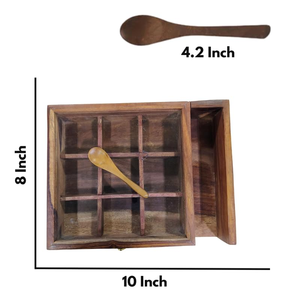Boîte à épices en bois artisanale pour la cuisine, boîte à masala traditionnelle, organisateur de rangement pour épices, boîte à masala en bois, boîte à épices de cuisine - Product Image 2