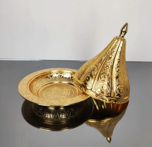 Bol à dattes fait main finition brillante avec couvercle, pièce unique, qualité supérieure, bol métallique en forme de croissant de lune, vaisselle Ramadan - Product Image 6