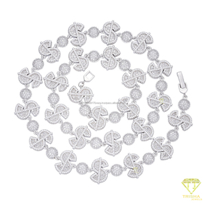 Cadena de Plata de Ley con Diamantes Moissanite de Corte Redondo para Minoristas e Importadores de Joyería al por Mayor - Product Image 5