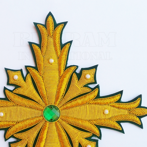 Handcrafted Ecclesiastical Embroidery Byzantine Clergy Cross Badge Luxury Liturgical Apparel <b>Applique</b> Sew On Patch with Pearls - Product Image 2