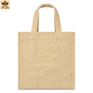 Bolsa de Compras Promocional de Yute Natural Laminado, 20.5x20.5x11 cm, Logotipo Personalizado, Venta al Por Mayor, Modelo SNCH194 - Product Image 2