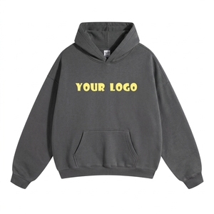 Sweat à capuche unisexe de luxe surdimensionné 100 % coton avec impression de logo personnalisé, couleur unie, éco-responsable, streetwear de marque - Product Image 4