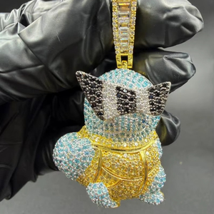 Colgante de Tortuga de Moissanita Multicolor con Diseño Único para Fiesta Hip Hop, Joyería Fina de Plata 925, Colgantes y Dijes - Product Image 1