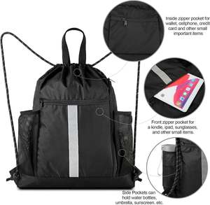 Sports Fitness Bag <b>Backpack</b> Tote Bag Polyester <b>Drawstring</b> <b>Backpack</b> With Shoe Compartment - Product Image 4
