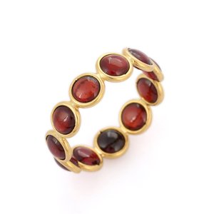 Bague d'éternité ajustable en or massif 18 carats avec grenat – Bague statement HipHop - Product Image 2