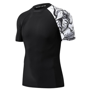 Men <b>Athletic</b> Compression T Shirt Rash Guard Short Sleeve Swim Shirt UV Protection Custom Logo OEM - Product Image 5
