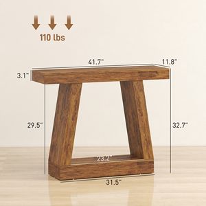 Consolle Rustica Marrone Stile Fattoria da 42 Pollici, Design Minimalista, Tavolo a 2 Livelli con Contenitore per Ingresso, Corridoio, Soggiorno e Divano - Product Image 2