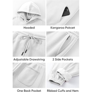 Mens Cotton Athletic Tracksuit Outfit <b>Set</b> Jogger Pants Hooded Sweatshirt Daily Comfort Wear Style - Product Image 4