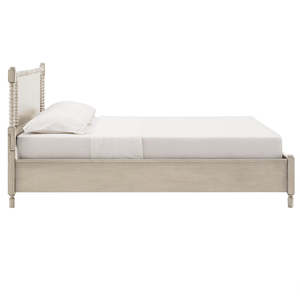 Lit à plateforme en bois massif au design traditionnel avec tête de lit à broche classique sculpté à la main avec finition peinte pour décor de chambre à coucher - Product Image 1