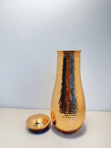 Premium Full Hammered Pure Copper Bedside Carafe Jar 1500ml Handcrafted Dimpled Copper <b>Pot</b> Luxury Wellness Metal Drinkware <b>Set</b> - Product Image 5