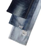 Lot de stock non élastique de haute qualité chaîne transparente flammée tissu denim lourd pour petit ami pantalon homme jeans ou femmes jeans