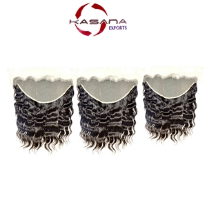 Cheveux Indiens en Gros 13*6 Frontal Couleur Naturelle Noir Femme Cheveux Indiens Vierge Remy Ondulés Alignés Cuticules Cheveux Humains Indiens - Product Image 3