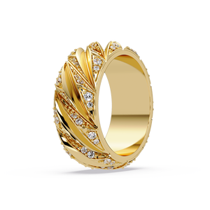 Anillos de Boda Inspirados en el Estilo Art Deco Vintage, Oro Puro de 14K, Diamante Cultivado en Laboratorio de Corte Redondo, Anillo de Banda Ancha, Anillos de Aniversario, Anillos de Lujo - Product Image 2