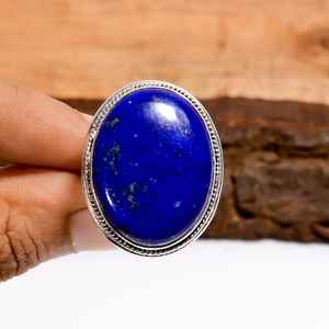 Anillo ovalado de lapislázuli en plata de ley 925, ajustable, estilo bohemio, joyería hecha a mano, regalo para mujer - Product Image 6