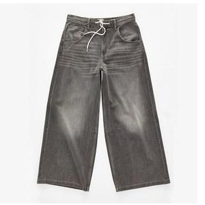 Jeans pour hommes en denim brut à jambe large, vente en gros pour les marques de streetwear américaines, fournisseur en gros OEM et marque privée - Product Image 5
