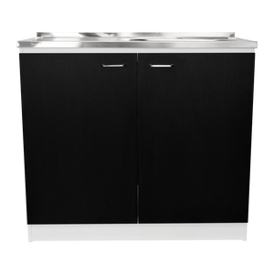 Mobiletto Sottolavello a Doppia Anta Napoles con Un Ripiano in Bianco/Nero per Cucina - Product Image 2