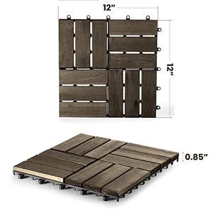 Elegant Acacia Wooden Square <b>Brushed</b> Multilayer Engineered Decking Tile 12 Slats Walnut Design Outdoor Balcony Poolside <b>Flooring</b> - Product Image 4