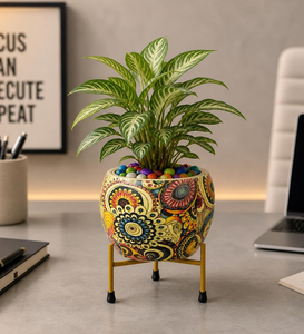 Pot de fleurs en métal Meenakari Pitalnagi fait main, décoratif, pour plantes d'intérieur et d'extérieur, artisanat traditionnel - Product Image 5
