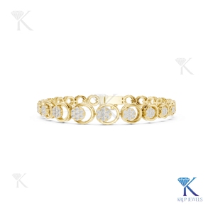 Elegant Lab Grown Diamond Round Brilliant Cut Floral Cluster Link <b>Bracelet</b> 14K 18K <b>Solid</b> Gold Fine Unisex Jewelry KRUP JEWELS - Product Image 1