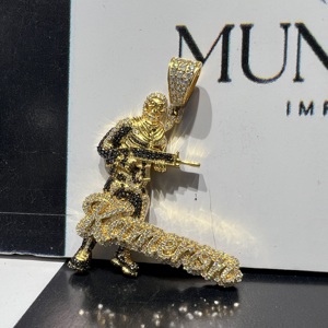 Men's Unique Style Hip Hop Gold Plated Custom 925 Sterling Silver Brilliant Cut Diamond IGI Certified Party <b>Name</b> Charm Pendants - Product Image 3